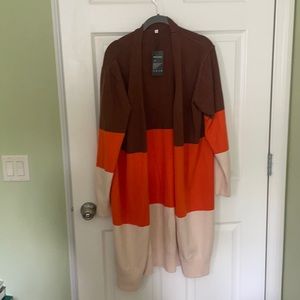 Color block long sleeve cardigan